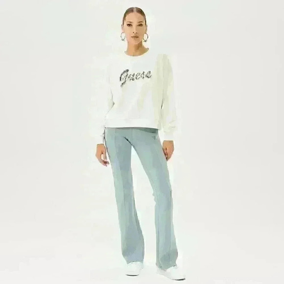 NEW! Guess Women's XL Manila Logo Fleece Jumper Sweatshirt NWT $98 - Picture 1 of 4
